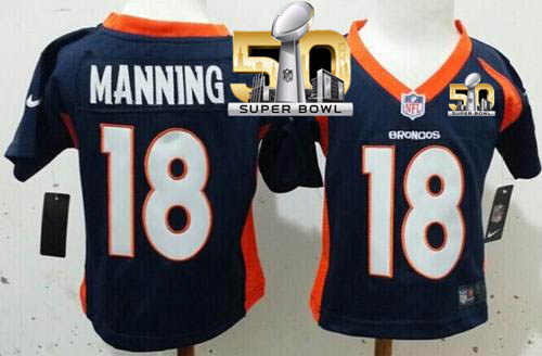 Toddler Nike Broncos #18 Peyton Manning Navy Blue Alternate Super Bowl 50 Stitched NFL Elite Jersey